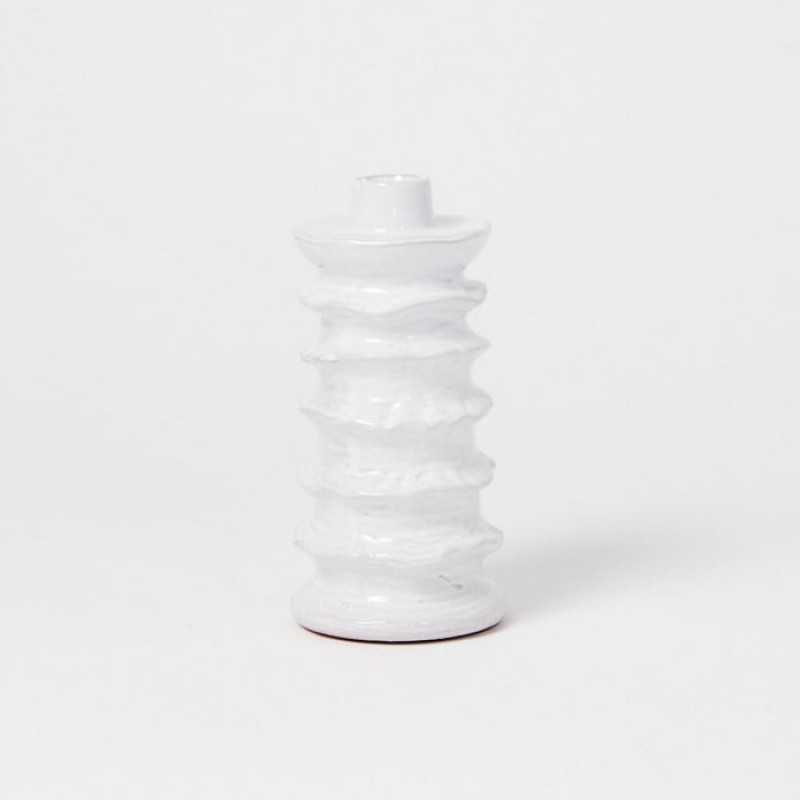 CANDLEHOLDER SPIRAL WHITE CERAMICS    - CANDLE HOLDERS